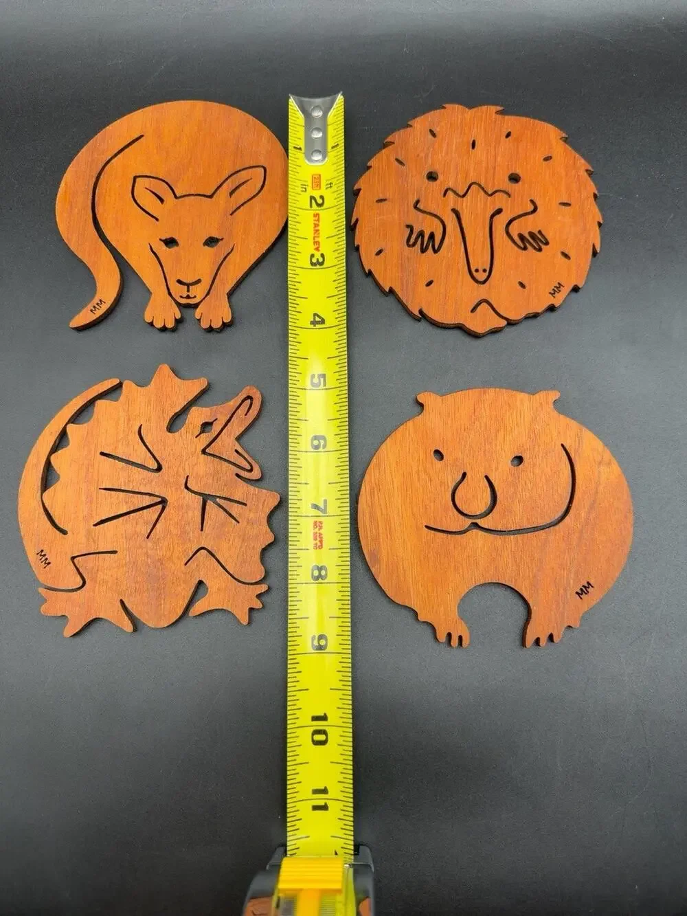 Vintage Mug Mats Australian Wood Animal Coasters Laser Cut MM Set of 4